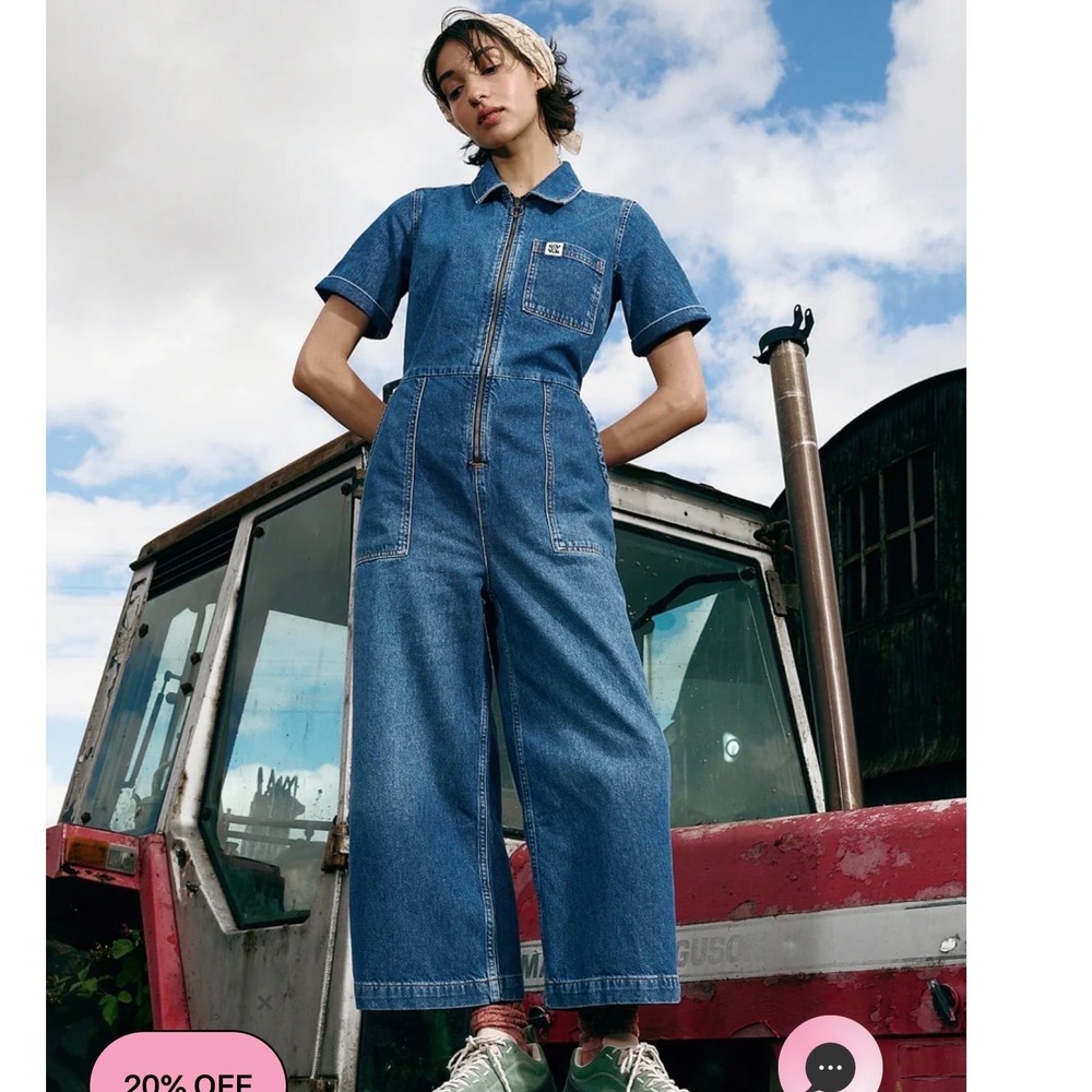 Lucy & Yak Ragan Denim Jumpsuit US 12 UK 16 Organic Cotton Boilersuit $138
